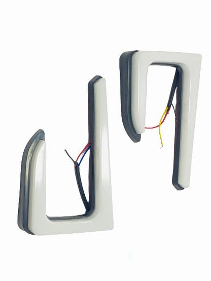 AUTOFASTERS Car Day Running Light For Brezza 2022 with Indicator Light (Color-White, Yellow)