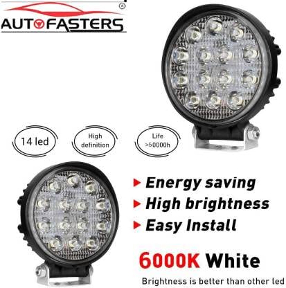 Autofasters 14 Led Round Fog Light Waterproof Off Road Driving Lamp for Car and Motorcycle-2Pcs, Black