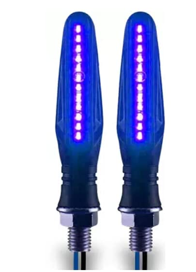 AUTOFASTERS KTM Running Style Matrix LED Indicators Turning Signal lamps Blinkers Bulb Set of 2 (Bike Indicator Lights High Power Motorcycle) 100% Rubber Flexibility-(Blue)