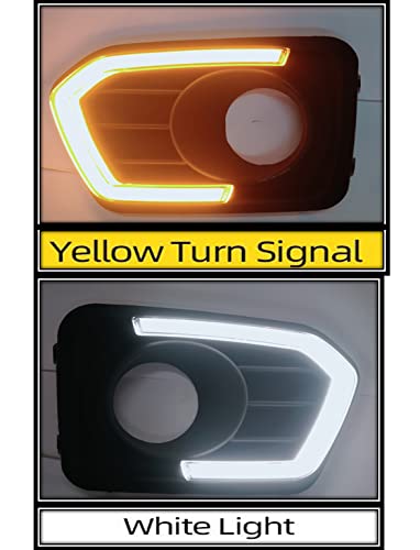 AUTOFASTERS Car Day Running Fog Light DRL For Suzuki Brezza 2020 with Indicator Light (Color-White, Yellow)