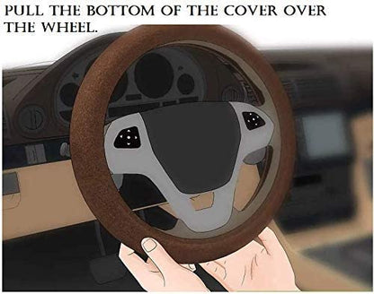 Autofasters Car Ring Type Steering Cover in P.U Leather (Black, Beige)