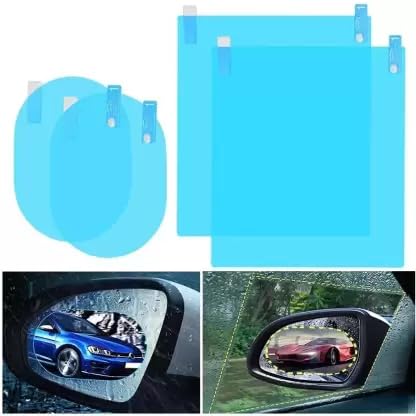 AUTOFASTERS Anti Fog Anti-Mist Rainproof Protective Film For Side Mirror And Side Window (Pack Of 4), rear