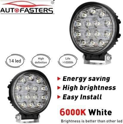 AUTOFASTERS 14 Led Round Fog Light 4 Inches Waterproof off Road Driving Lamp for Car and Motorcycle (12V, White Light, 2 PC)