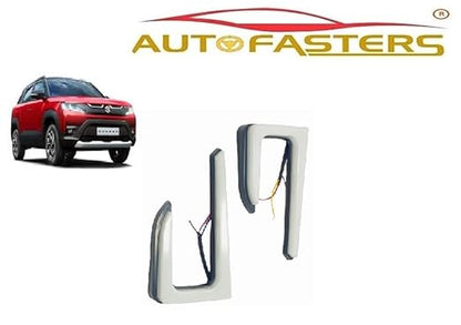 AUTOFASTERS Car Day Running Light For Brezza 2022 with Indicator Light (Color-White, Yellow)