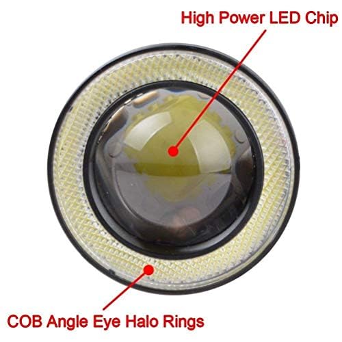 AUTOFASTERS Angel Eye Drl LED Light Fog Lamp for cars - 2pcs, Black