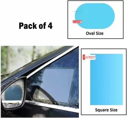 AUTOFASTERS Anti Fog Anti-Mist Rainproof Protective Film For Side Mirror And Side Window (Pack Of 4), rear