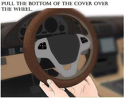 Autofasters Car Ring Type Steering Cover in P.u Leather ( Black, Silver)