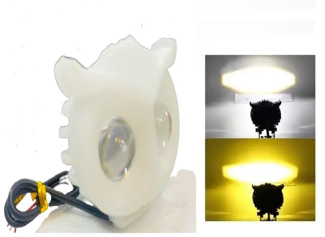 AUTOFASTERS OWL Shape Led Fog With Switch Yellow-White light Low & High Beam for universal vehicles 9V-60V 30W