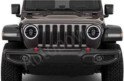 AUTOFASTERS Skull Design 7 Inch LED Headlight For Mahindra Thar, Harley Davidson, Royal Enfield, Bullet 350, Bullet Electra, Classic (Operating Voltage 12V-80V, 75W, White DRL,