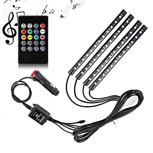 Autofasters LED Strip Light for Car,12 Inch 8 Color Car Interior Light Decoration Atmosphere Neon Light Strip Under Dash Light Kit with Sound Active Function Wireless Remote Control Car Fancy Lights (Multicolor)