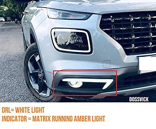 AUTOFASTERS Car Day Running Light with Matrix Turn Indicator For Venue (Set of-2PCS) Yellow, White