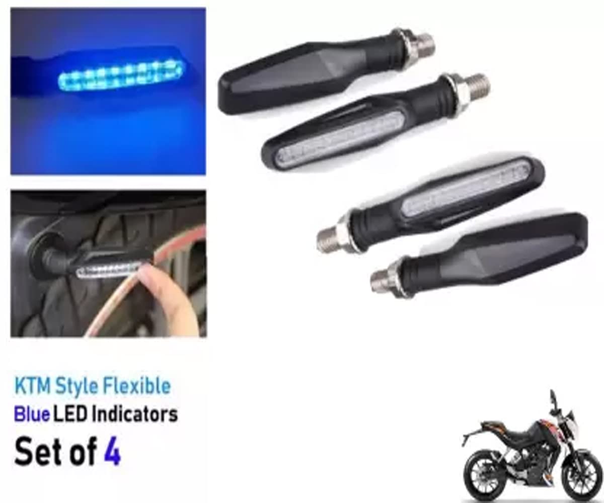 AUTOFASTERS Super Bright 4PCS Motorcycle Indicators Flowing LED Turn Signal Lights 12V for Motorbike Scooter Off Road (Blue)