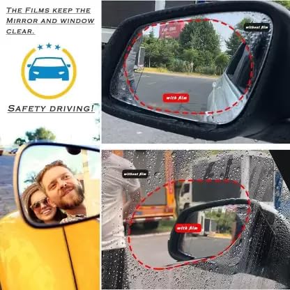 AUTOFASTERS Anti Fog Anti-Mist Rainproof Protective Film For Side Mirror And Side Window (Pack Of 4), rear