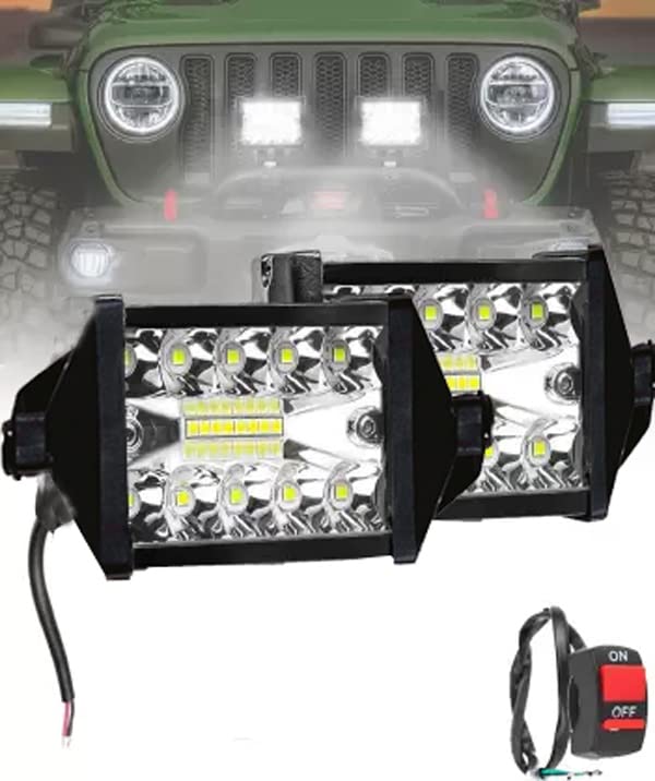 AUTOFASTERS Bike Led Focus Beam Fog Light and Flood Light Off-Roading for All Bikes Bar light (20Led 4 inch) (2-PCS, White)