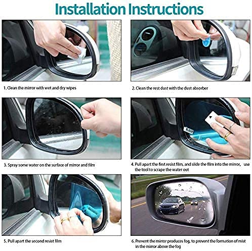 AUTOFASTERS Waterproof Right Mirror Film Anti Fog Film for All Vehicles - Set of 4