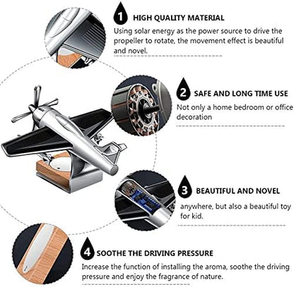 Autofasters Car Accessories Solar Car Perfumes & Fresheners For Dashboard Pod|Solar Plane With Fragrance For Car (Silver)