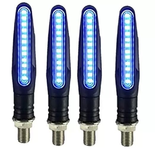 AUTOFASTERS Super Bright 4PCS Motorcycle Indicators Flowing LED Turn Signal Lights 12V for Motorbike Scooter Off Road (Blue)