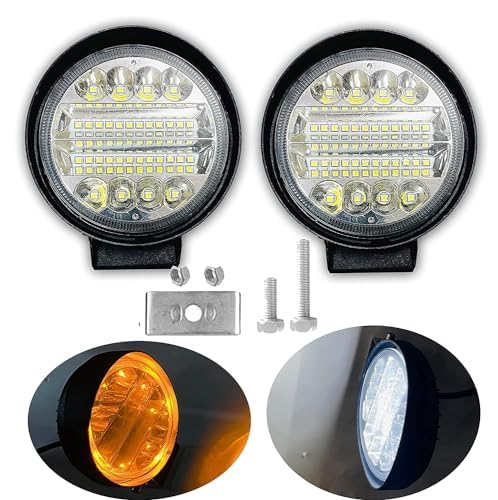 AUTOFASTERS 32 LED Fog Light Round Lamp with Yellow DRL for Car, Off Road Truck, Jeep, SUV, ATV and UTV Fog Lamp, Headlight Car, Van, Motorbike (12 V,) Pack of 2