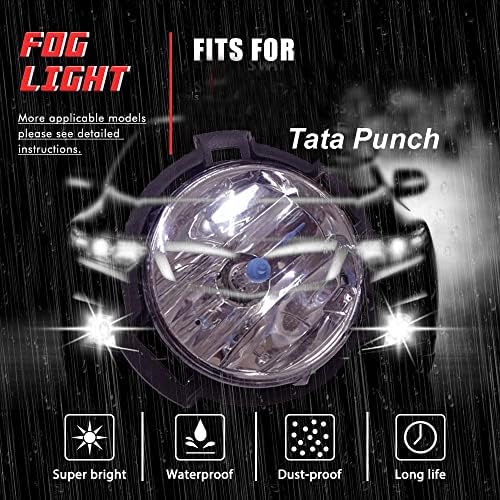 AUTOFASTERS Car Fog Lights/Lamps with Bezel and Wiring for Tata Punch, Model Year : 2021 Onward Warm White