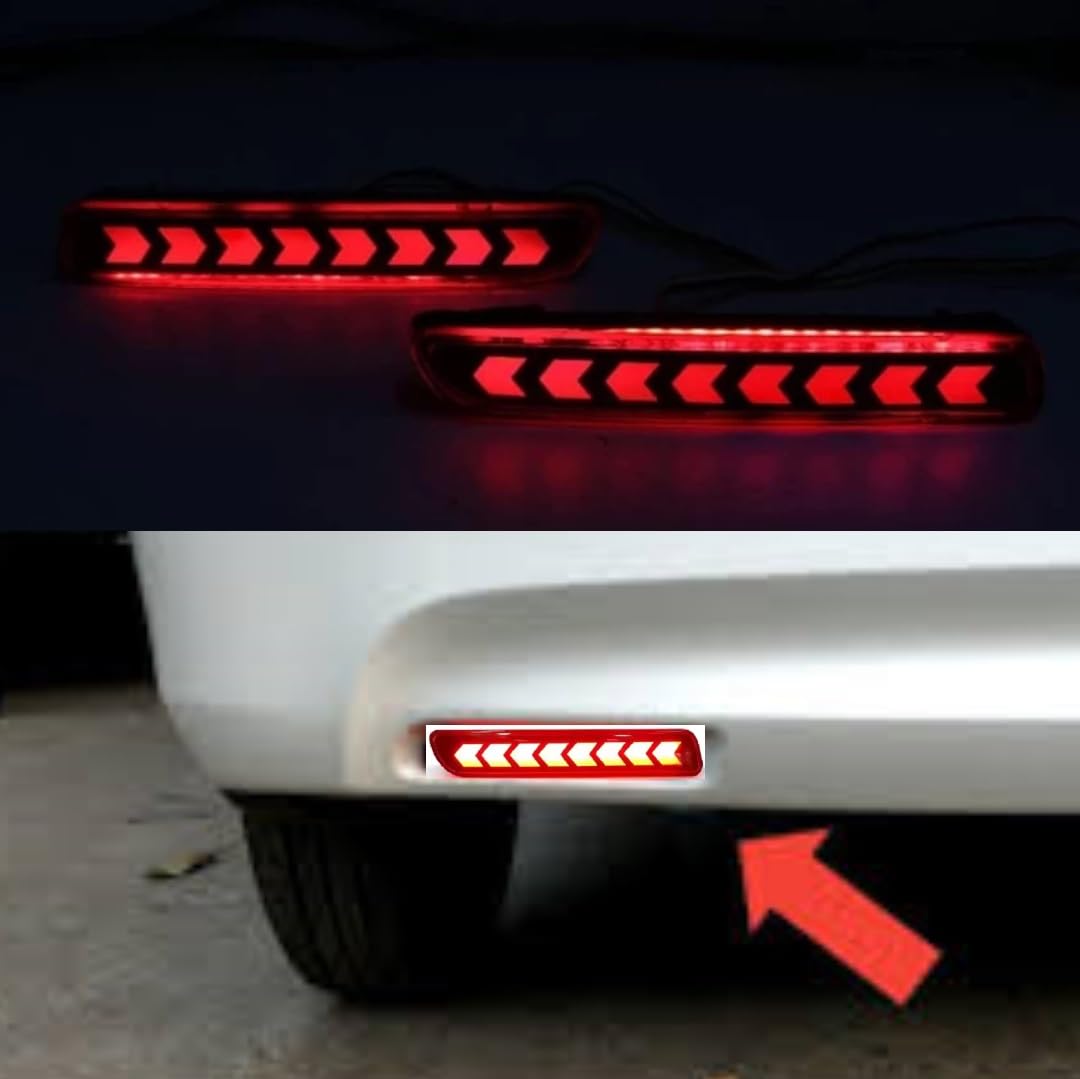 Autofasters Rear Bumper Light Reflector LED Brake Light (Matrix ) for Maruti Suzuki Car Reflector Light (Red)