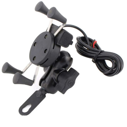 Autofasters Motorcycles Phone Mount with Charger Grip Mobile Phone Holder GPS Navigation Bracket for for Bike and scooty Suitable for All Smartphone