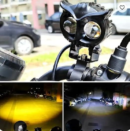 AUTOFASTERS OWL Shape Led Fog Yellow-White light Low & High Beam for universal vehicles 9V-60V 30W