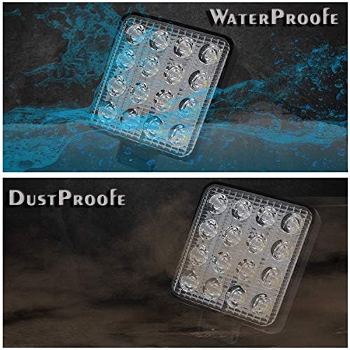 AUTOFASTERS Autofasters16 Led Fog Light Square Pod Waterproof Flood Driving Lamp for Car, Off Road Truck, Pickup, Jeep, SUV, ATV and UTV (48W, Yellow, White), 2 PCS