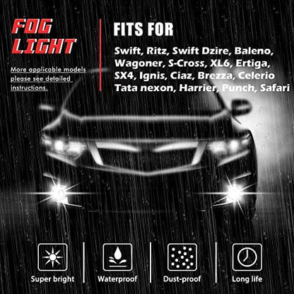 AUTOFASTERS Car fog Lights With Led H8 12V 36W Bulb for Swift, Baleno, WagonR, S Cross, XL6, Ertiga, SX4, Ignis, Ciaz, Brezza, Celerio, Kwid, Tata Nexon