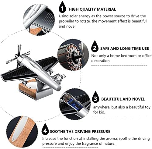 Autofasters Aeroplane Black Aircraft Shaped Solar Powered Rotating Fan Car Air Freshener Car Dashboard Accessory for Car Interior Decoration for All Cars