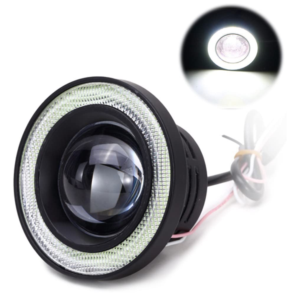 AUTOFASTERS Angel Eye Drl LED Light Fog Lamp for cars - 2pcs , Black