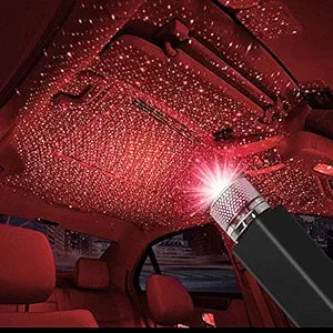 Autofasters Auto Roof Star Projector Lights, USB Portable Adjustable Flexible Interior Car Night Lamp Decorations with Micro USB OTG Romantic Galaxy Atmosphere fit Car Fancy Lights (Red)