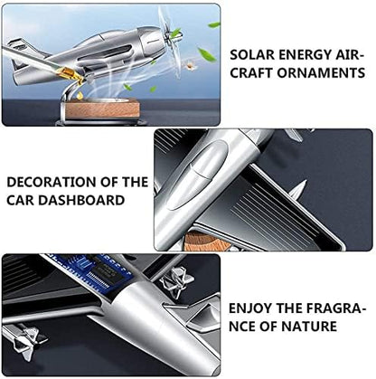 Autofasters Car Accessories Solar Car Perfumes & Fresheners For Dashboard Pod|Solar Plane With Fragrance For Car (Silver)