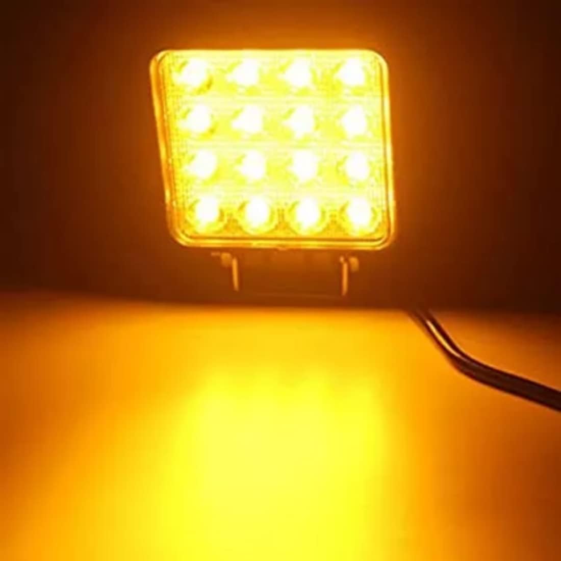 AUTOFASTERS 16 Led Square Yellow 4 Fog Lights With 2 On-Off Switch For Thar,Jeep,SUV and For All Cars