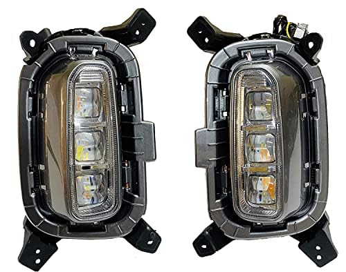 AUTOFASTERS Fog Light 3 Led Ice Cube DRL for Kia Seltos, With Matrix Running Turn Indicator Light (Yellow, White)