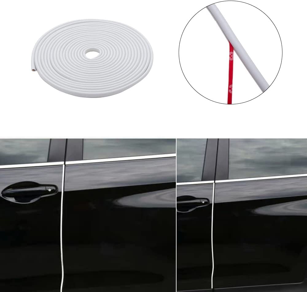 Autofasters Car Door Edge Protector,16Ft(5M) Car Edge Trim Rubber Seal Protector with U Shape Car Protection Door Edge Guard Fit for Most Car White