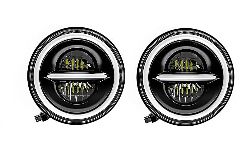 AUTOFASTERS Minus Headlight With Ring DRL 110W Compatible With Royal Enfield/Jeep/Thar (1 Pair)