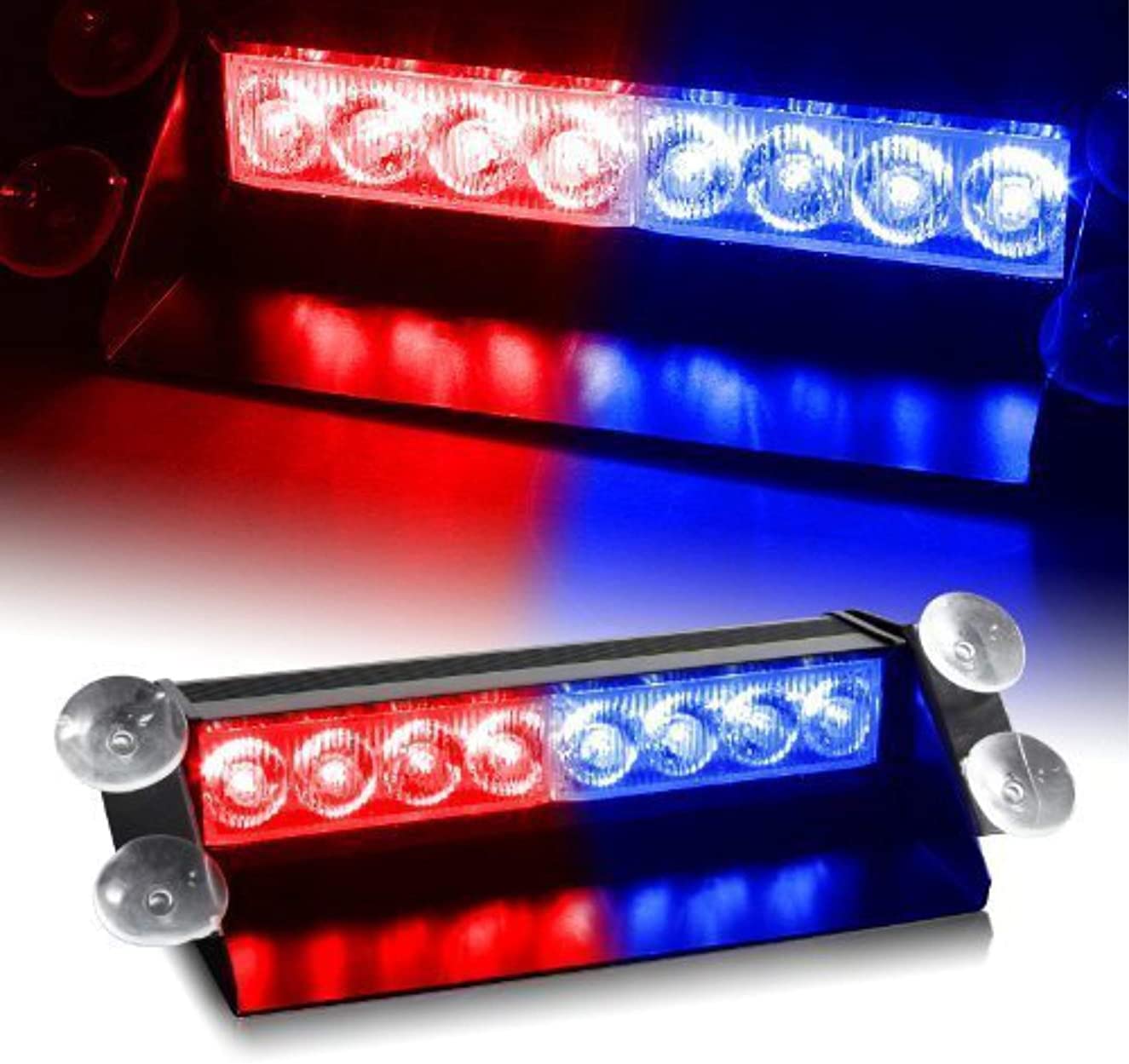 AUTOFASTERS 8 LED Red Blue Police Flashing Light for Universal All Cars | Flasher Light | Emergency Warning Lamp Multicolor Flash Light for Maruti Suzuki Swift