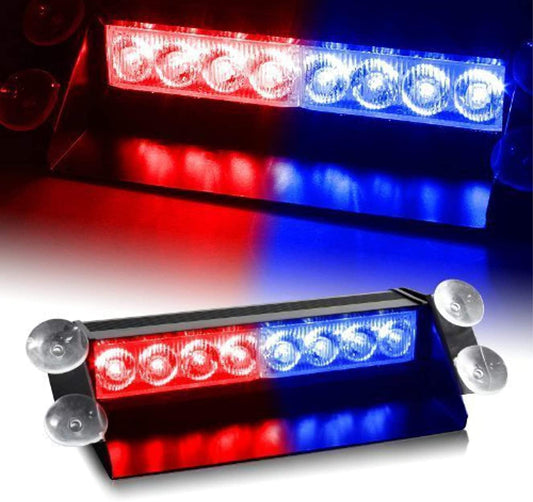 AUTOFASTERS 8 LED Red Blue Police Flashing Light for Universal All Cars | Flasher Light | Emergency Warning Lamp Multicolor Flash Light for Maruti Szuki Ertiga