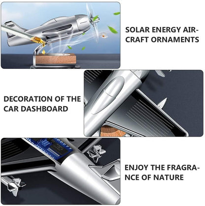 Autofasters Aeroplane Black Aircraft Shaped Solar Powered Rotating Fan Car Air Freshener Car Dashboard Accessory for Car Interior Decoration for All Cars