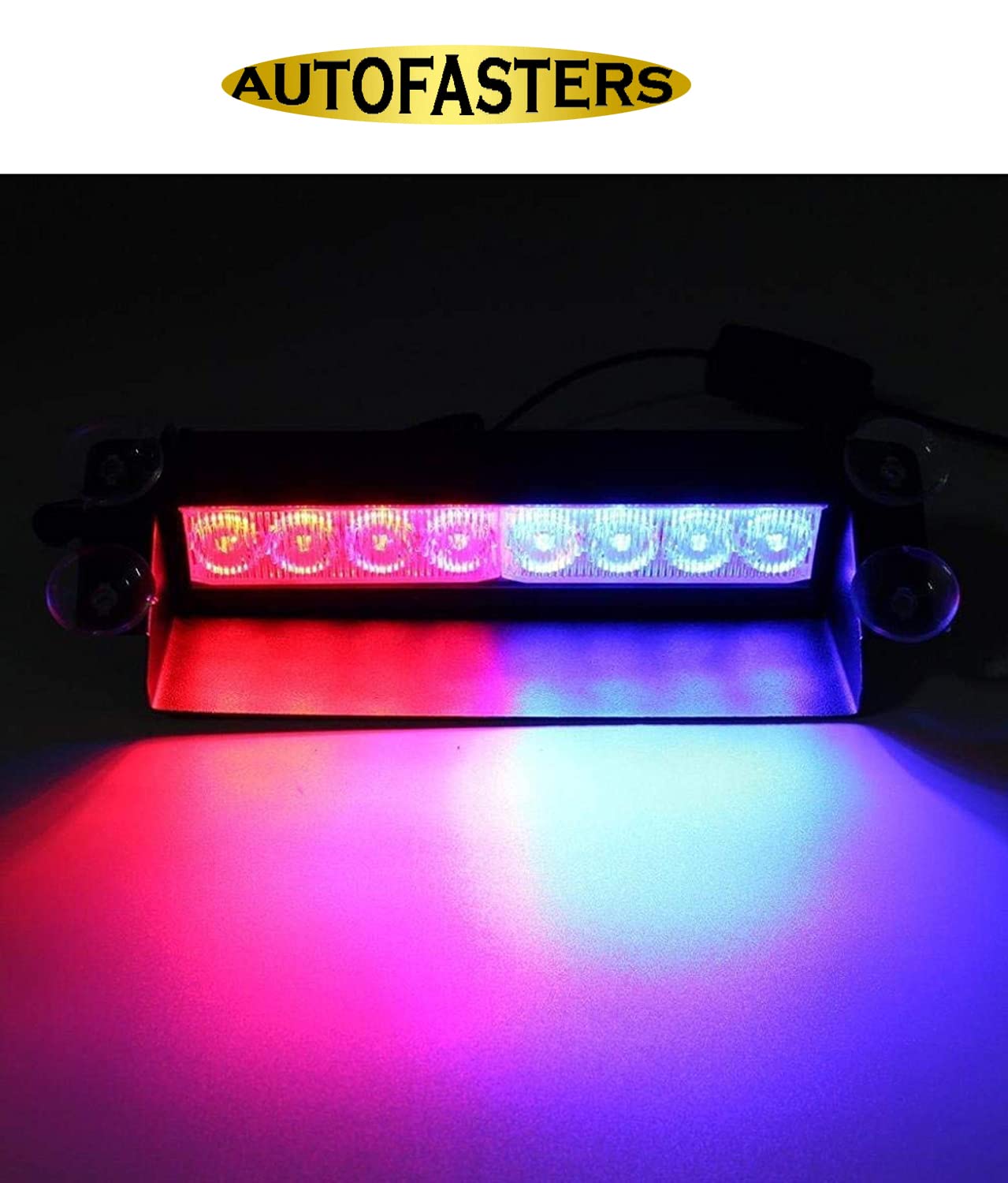 AUTOFASTERS 8 LED Red Blue Police Flashing Light for Universal All Cars | Flasher Light | Emergency Warning Lamp Multicolor Flash Light for Maruti Szuki Ertiga