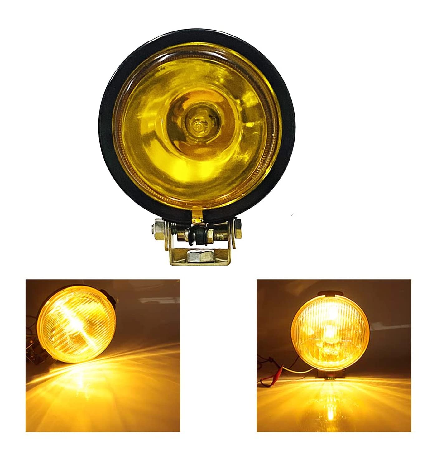 AUTOFASTERS 80mm 55W Off-road Lights 2PCS Round Offroad Halogen Hunter Light Spot Hunter Lights with Lights Fit for Jeep Vehicle Truck SVU Motorcycle UTV (Yellow Beam)