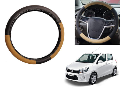 Autofasters Car Ring Type Steering Cover in P.U Leather (Black, Beige)