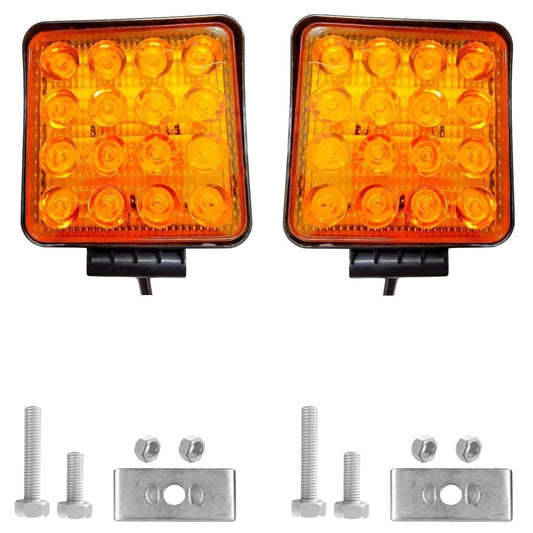 AUTOFASTERS 16 Led Square Yellow 2 Fog Lights With 1 Pull-Push Switch For Thar,Jeep,SUV and For All Types Of Vehicles