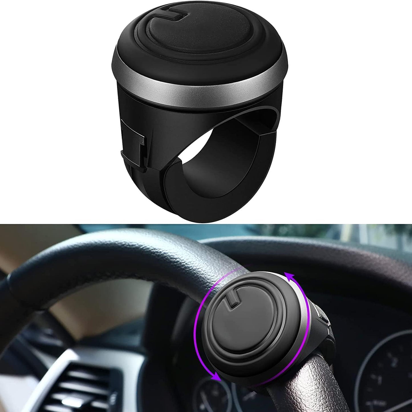 Autofasters Plastic Car Steering Knob (Black, Blue)