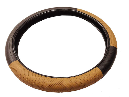 Autofasters Car Ring Type Steering Cover in P.U Leather (Black, Beige)