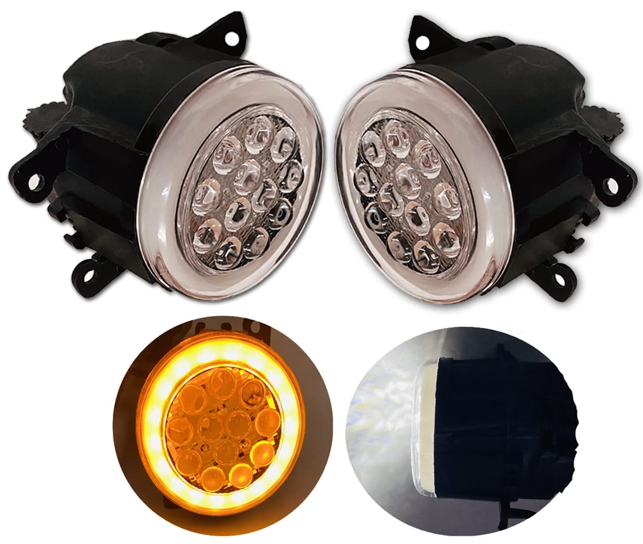 AUTOFASTERS Car 12 LED Fog Light With Yellow Day Running Light For Maruti Suzuki Ertiga (48W, 12V)-White, Yellow