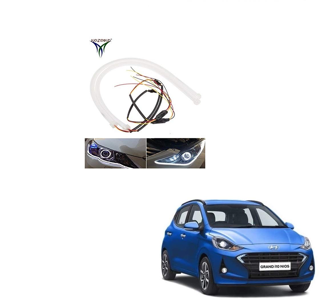 Autofasters Car Led Day Running Light For Hyundai Grand i10 Nios Car Fancy Lights (Yellow, White)