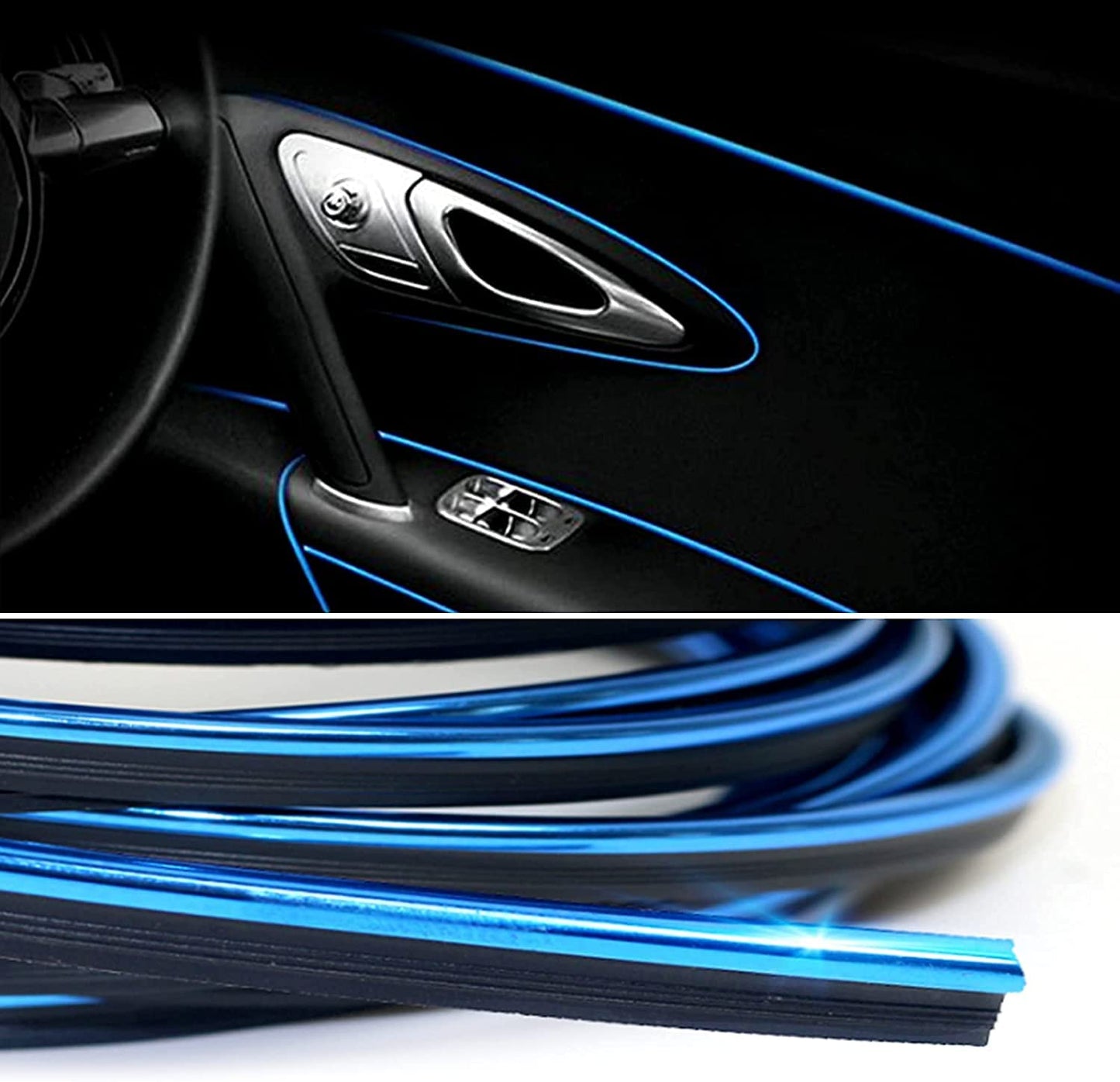 Autofasters Car Interior Decorar Molding Trim Strips 16.4ft/5M Universal Car Gap Fillers Beading, Flexible Styling PVC (Blue)