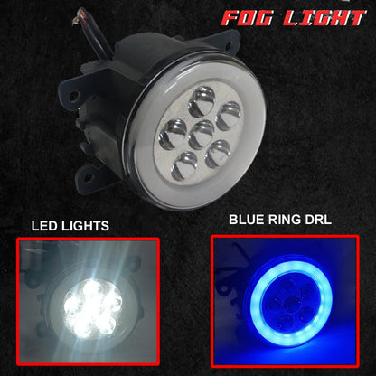 AUTOFASTERS Car Bumper Led Fog Light with Blue Day Running Light For Tata Nexon, Punch, Safari, Harrier -White