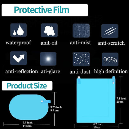 AUTOFASTERS Waterproof Right Mirror Film Anti Fog Film for All Vehicles - Set of 4